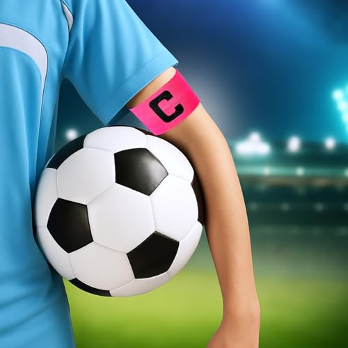 4 PCS Captain Armbands, Elastic Adjustable Soccer Captain Armband Pink Football Rugby Basketball Player Band for Adult Youth Team Sport Training