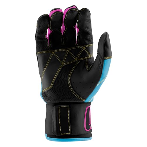 MARUCCI Blacksmith Full WRAP Adult Batting Glove V2 - color: BLACK/COLUMBIA BLUE, size: ADULT XX-LARGE