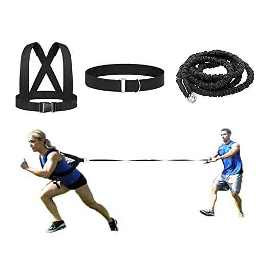 Resistance Explosive Training Rope Force Improve Power, Agility, Strength Track and Field Football Basketball Volleyball Multi-Directional Physical Equipment - color: black rope, size: 13.1FT