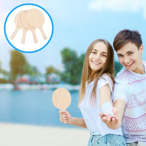 BESPORTBLE Racket Suit 4pcs Wooden Beach Paddles with Comfortable Grip for Outdoor Sports Badminton and Table Tennis Fun