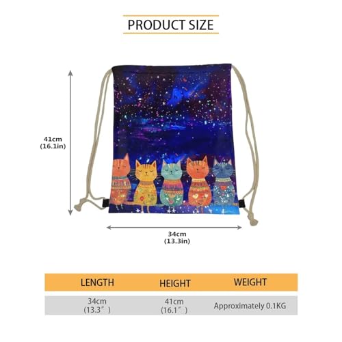 Mumeson Cat Starry Sky Backpack Cinch Sack String Travel Drawstring Bag Storage Pouch Pig Gifts for Women Girls Kids - color: Cat Starry Sky