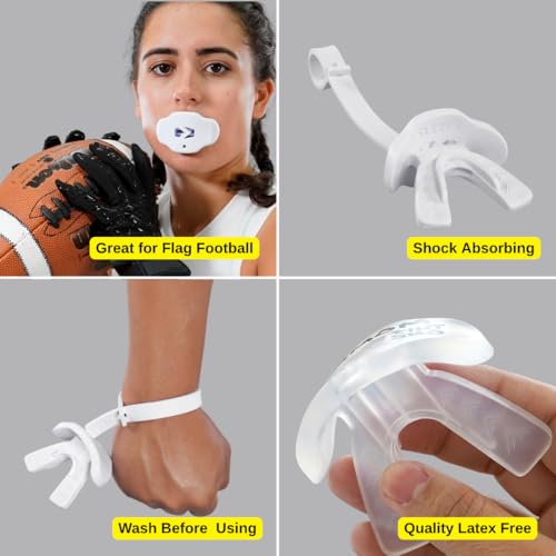 Lip Guard Football Mouth Guard – Youth & Adult Mouthpiece with Strap – Sleefs - color: God First White