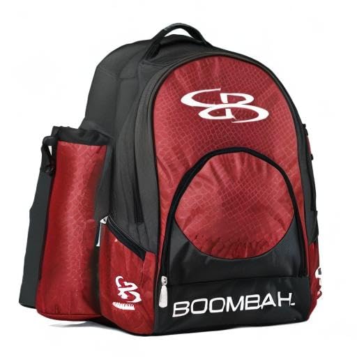 Boombah Tyro Baseball/Softball Bat Backpack - 20" x 15" x 10" - Holds 2 Bats up to Barrel Size of 2-5/8" - color: Black/Red