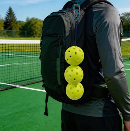 2PCS Pickle-Line, Pickleball Holder, S-Hook Pickleball Steel Cable Long + Short, Pickleball Storage Rope with Upgraded Dual-Opening Clip to Bag or Fence, Easy & Tidy Ball Keeper(Balls Not Included)