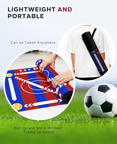 HAPBEAR Soccer Training Mat - 0.2" Thickened Professional Footwork & Ball Mastery Equipment - Anti-Slip Silent Football Practice Mat for Home & Gym - All Ages Speed Agility Trainer - color: Red-Blue