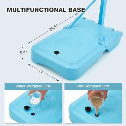 32“x23” Pool Basketball Hoop, 3.1FT-4.1FT Height Adjustable Poolside Basketball Hoop,Include Air Pump,Basketball, Made for Teens, Adults, Blue - color: Blue, size: 3.1-4.1FT
