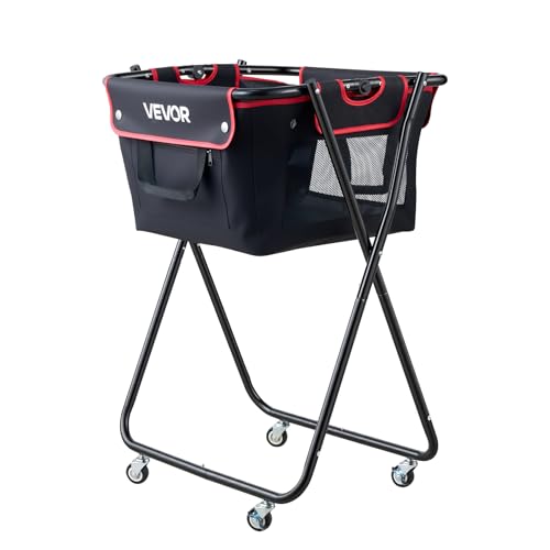 VEVOR Tennis & Pickleball Hopper Holds 200/175/150/120 Balls, 3-in-1 Tennis Foldable Pickleball Basket Cart for Easy Installation, Storage Bag for Tennis Training & Teaching