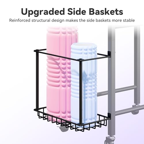 3-Tier Heavy-Duty Home Gym Storage Rack with Hooks and Smooth Wheels for Workout Gear