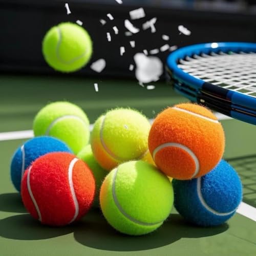 6 PCS Training Tennis Balls, High Elasticity Practice Tennis for Beginner, Exercise Playing Balls Felt Training Toys for Pet Dog (Beige)