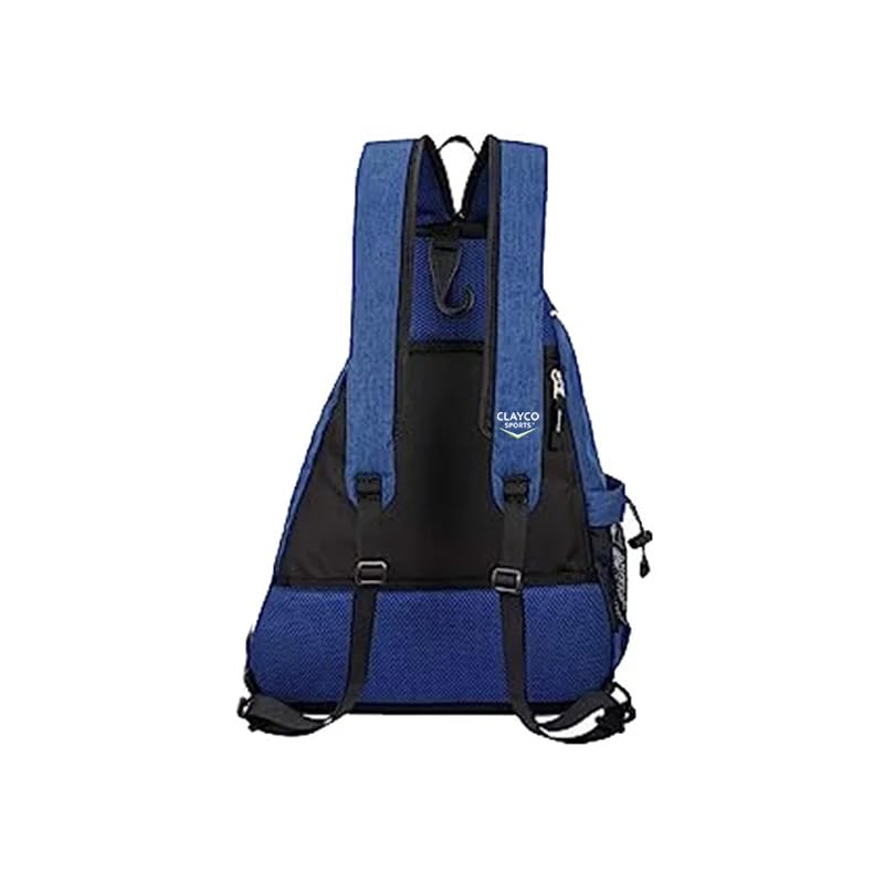 Personalized Pickleball Bag - Custom Paddle Backpack with Name or Logo, Crossbody Reversible Sling for Men & Women with Fence Hook and Water Bottle Holder - color: Blue