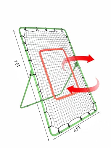 Volleyball Rebounder Net 7x4 FT, 5 Angle Adjustable, High-Tension PE Net with Steel Frame for Soccer Baseball Lacrosse Training