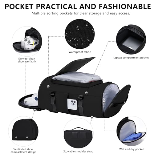 MIYCOO Gym Bag for Men Women with Shoes Compartment - Duffle Bag, Travel Backpack, Sports Backpack, Weekender Overnight Bag with Wet Pocket - Black - color: Black -Style2