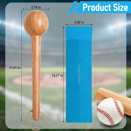 Baseball Glove Break in Kit, One-Piece Solid Wooden Baseball Glove Mallet and Three Colors Glove Wrap Straps for Baseball Glove and Softball Glove, Fit Adult Youth Kids Catcher Mitt - color: blue