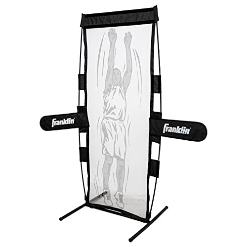 Franklin Sports Basketball Defender Dummy - Basketball Training Practice Equipment - Practice Defender with Detachable Arms for Shooting Dribbling Drills - Large 7' x 2' Foot Dummy - Black