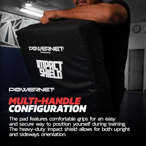 PowerNet Impact Shield, Heavy Duty Impact Pad for Contact Sports - Football, Basketball, Soccer, Rugby & Martial Arts Training Equipment, Durable Sports Pad with Multi-Handle Grips