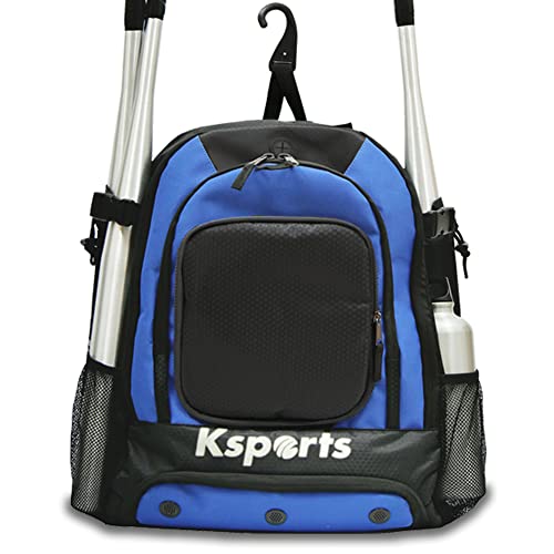 Baseball Backpack - Durable T-Ball & Softball Equipment Bag - Bat, Helmet, Glove, Gear Storage - Shoe Compartment & Fence Hook - Ideal for Amateur & Professional Players