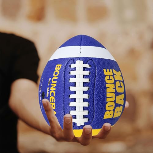 BOUNCEBACK Training Football, Youth Size & Official Size, Fatherless Football PassCatch Solo Enhancing Passing Catching(with Pump) - style: Blue Yellow-7#(Ages 5-14)