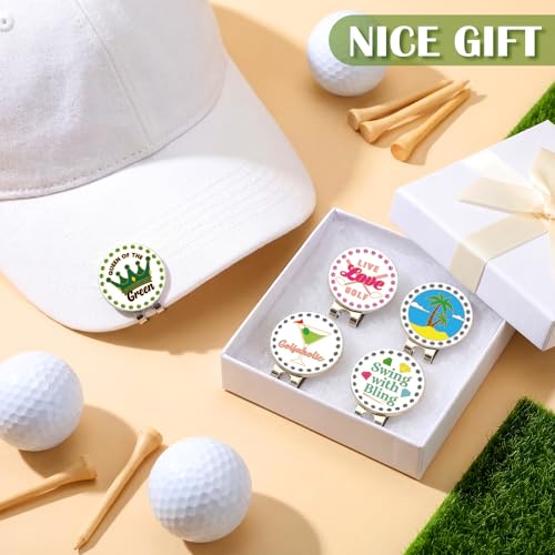AmazingSpark Golf Ball Markers with Magnetic Hat Clip Funny Bling Golf Ball Markers Divot Tool Accessories Removable Attaches Easily to Hat Gifts for Women Men Sport Players