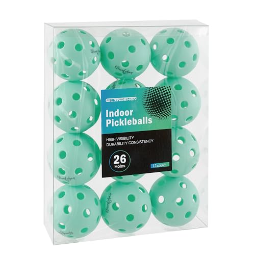 Indoor Pickleball Balls|Crack-Resistant| 26 Holes | 6Pack, 12 Pack |Made to USAPA Standards | Aerodynamics| High Bounce Durable Practice Pickle Ball for Beginner Intermediate Player - color: light blue-12 pack