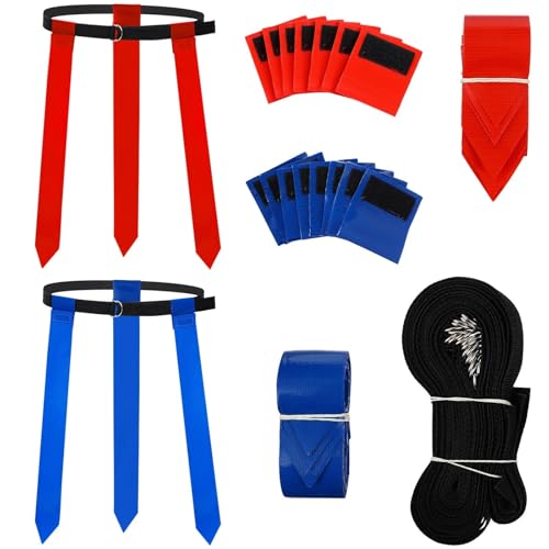 Flag Football Flags 10Pcs Football Flag Set Adjustable Belts Bright Flags for Adults Players Safe Game Training Gear