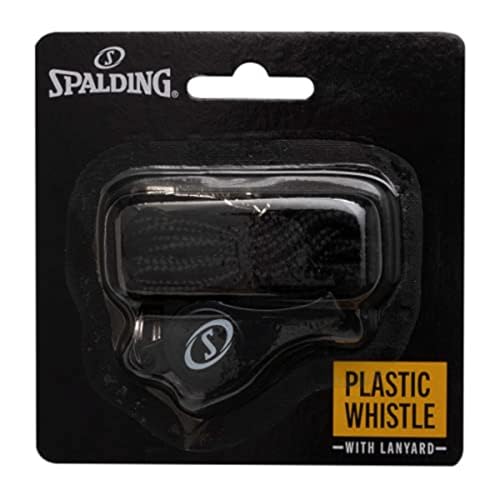 Spalding Sports Whistle with Lanyard | Ideal for Coaches, Referees & Officials | Available in Plastic or Metal - color: Plastic - 1 Pack - Black