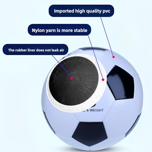 Classic Black & White Soccer Ball with Pump – Machine Stitched PU Leather Training Ball for Indoor & Outdoor Practice – Durable Recreational Football – Sizes3/4/5