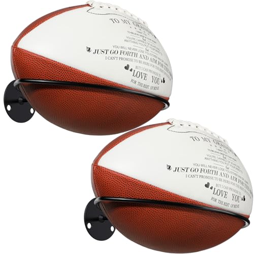 Threan Football Wall Mount Holder Football Room Decor Basketball Holder Display Stand Wall Mounted Ball Storage Rack for Man Sports Soccer Volleyball Rugby, Metal