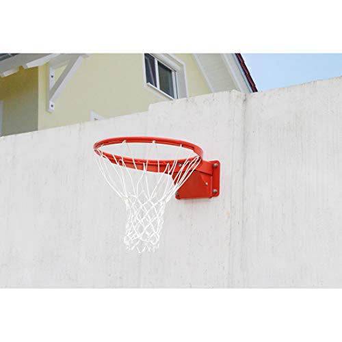 Professional Wall Mounted Basketball Rim Hanging Basketball Goal, Single-Spring Standard 18'' with All Weather Net - style: wall-mounted basketball rim 1-spring