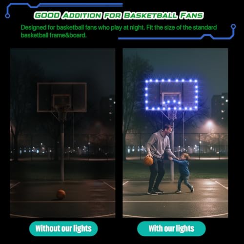 Waybelive LED Basketball Hoop Lights, Remote Control Basketball Rim LED Light, 16 Color Change by Yourself, Waterproof, Super Bright to Play at Night Outdoors, Good Gift for Kids - style: LED Basketball Rim&Backboard Light