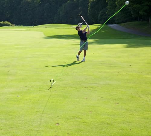 Swing Away! Golf Training Tool for Drivers & Irons - Practice Your Golf Swing in The Backyard with A Real Golf Ball & Experience 50 Feet of Ball Flight Feedback - color: Neon Green