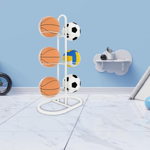 Ball Storage Holder Basketball Rack, Multifunctional, Metal Ball Shelf Organizer for Home, Gym, Garage, Football, Rugby