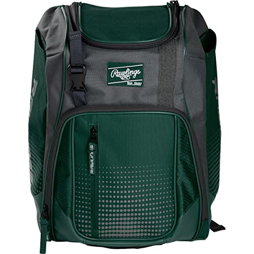Rawlings | FRANCHISE Backpack Equipment Bag | Baseball/Softball | Rec/Travel | Multiple Styles - color: Dark Green
