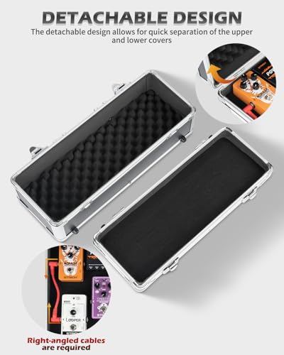 STRICH Guitar Pedal Case MINI+16, 16.54" x 6.30" x 5.51" Deep Aluminum Locking Effect Pedal Case with Mounting Tape, Compatible with Single Pedals & Multi-Effects - size: MINI+ 16"