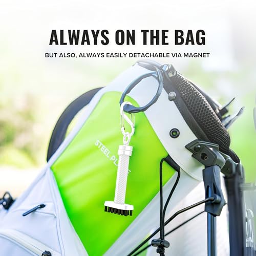 Magnetic Golf Club Brush - Detachable - Premium Nylon Bristles - Golf Bag Accessory - Golf Club Cleaner - Golf Tool - color: White