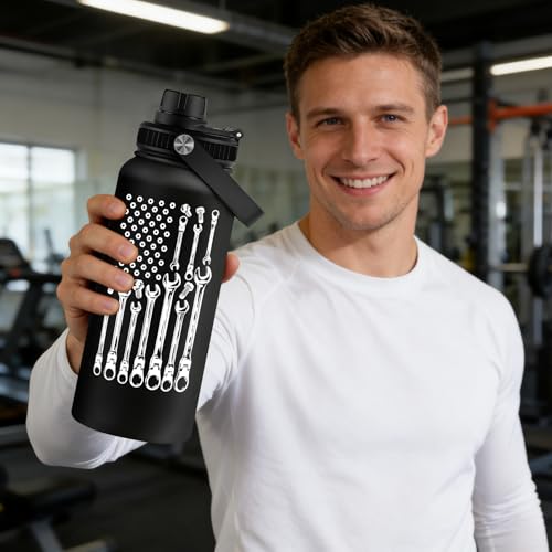 Fufandi Mechanic Gifts - Maintenance Man Gifts for Men - Mechanic Appreciation Gift - Maintenance Worker Travel Water Bottle 32oz - color: Mechanic Black