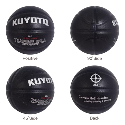 KUYOTQ 3LBS/3.3LBS/2.2LBS Weighted Heavy Training Basketball 29.5/28.5" in and Outdoor Improving Handling Dribbling Passing Rebounding Skill Composite Size 7/6 Weighted Training Basketball Equipment - color: Black, size: Size 7 Adult - 29.5"-3LBS