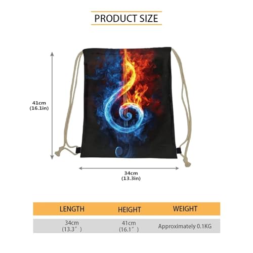 Mumeson Fire Music Note Gym Bag Travel Shopping Bag Laptop Drawstring Bag Hiking Backpack for Women Girls - color: Fire Music Note