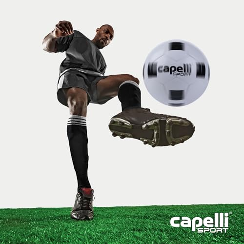 Capelli Sport Soccer Ball Size 5, 4-Cube Classic Competition Elite Soccer Ball for Youth and Adult Players, Outdoor and Indoor Training, White/Black