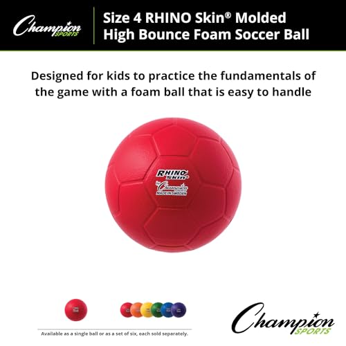 Champion Sports Rhino Skin Molded Foam Size 4 Soccer Ball, Red