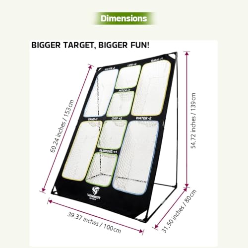 WINNER SPIRIT Play 707 Golf Chipping Game Net with Rough Mat, 16 Foam Golf Balls, Scorecard, Carry Bag | Golf Chipping Trainer Training Indoor Outdoor Outside Park Beach Backyard (Clubs not Included)