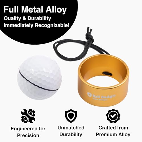 Ball Badge Aim Stripe - 360 Degree Golf Ball Line Marker Kit with Golf Bag Attachment for Perfect Alignment and Precision Putting - color: Gold
