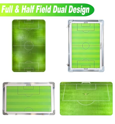 Soccer Coaching Board Magnetic, Double-Sided Dry Erase Soccer Tactics Board for Coaches, Soccer Magnet Board & Coaching Equipment with Markers, Pen, Carry Bag, Coach Gift - color: Soccer-green