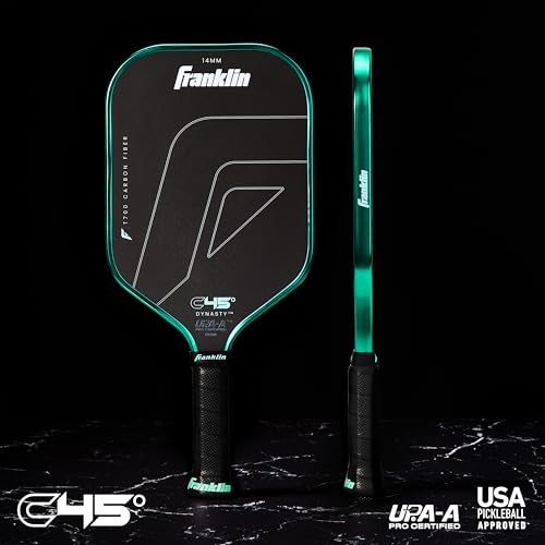 Franklin Sports PRO Pickleball Paddles – C45 Carbon Fiber Series - Official USAP + UPA Approved – Pro Player Design - color: Dynasty |Electric Mint, size: 14 mm