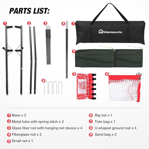 WARMOUNTS 2-in-1 Soccer Rebounder Net, 6x4.7ft Dual-Sided Soccer Trainer for Shooting & Passing Practice, Portable Soccer Kickback Net with Metal Stakes & Carry Bag for Kids/Adults
