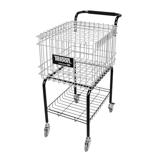 Training Ball Pickup Basket Holds 350 Balls Large Capacity Wheeled Tennis Ball Hopper for Tennis/Pickleball/Baseball/Softball