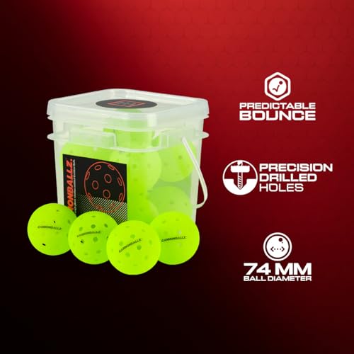 Cannonballz Outdoor Pickleball Balls, Official Ball of the UPL, Durable 40 Hole Seamless, USAPA Approved Tournament Balls for Training and Competition - size: 10 Pack