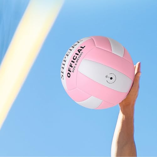 ABAJI Volleyball Official Ball Thicker PU Waterproof Anti-Explosion 15+ Years Kids Girls Boys Indoor Training Game Outdoor Sand Beach Pool Play Pump Needle - color: Pink