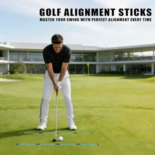 CHAMPKEY Premium Foldable 40" Golf Alignment Sticks 4 Pack - Posture Correction and Shot Accuracy Golf Training Aid