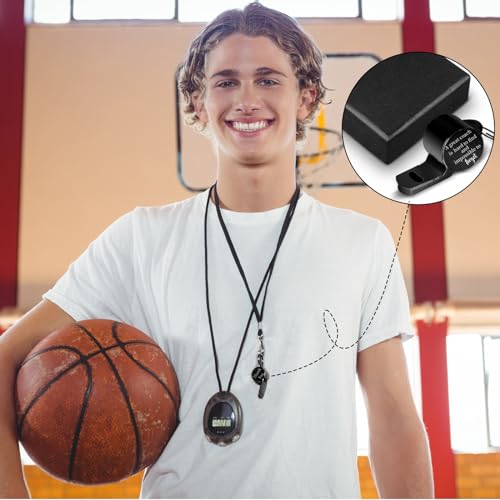 Oudain 6 Set Coach Whistles Soccer Coach Gifts for Men Stainless Steel Whistle with Gift Box Thank You Engraved Whistle Gifts for Golf Referees - color: Black