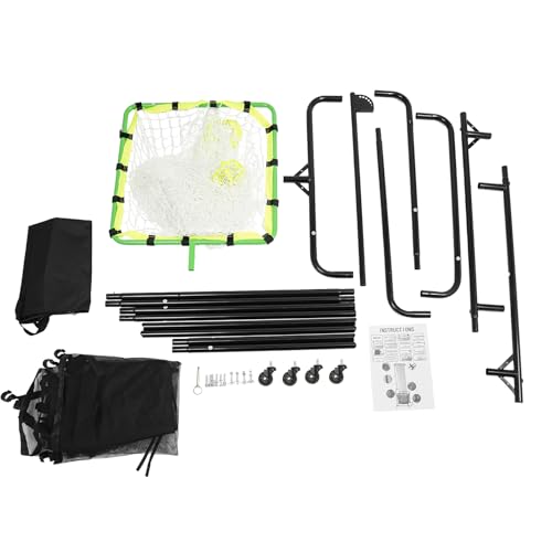 Volleyball Setter Training Equipment, Volleyball Setter Trainer Net Adjustable Angle & Height with Rolling Wheels & Ball Collection Bag for Professional Beginner Serving, Passing, Spiking